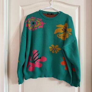 SHEIN Curve Women’s Green Floral Sweater Sz 1X. D-1200